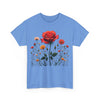 Wildflowers and a Red Rose, Graphic T-Shirts for Women, Floral Shirt, Womens Short Sleeve, Ladies Graphic Tees #5007TTS