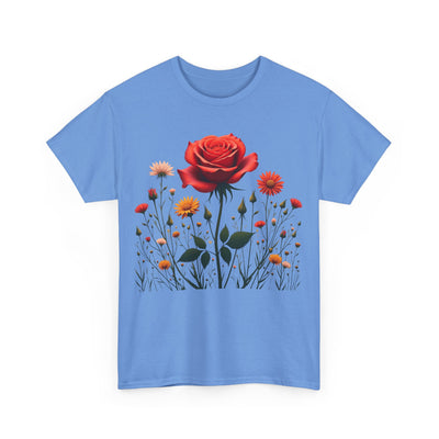 Wildflowers and a Red Rose, Graphic T-Shirts for Women, Floral Shirt, Womens Short Sleeve, Ladies Graphic Tees #5007TTS