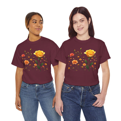 Wildflowers and a Yellow Rose, Graphic T-Shirts for Women, Floral Shirt, Womens Short Sleeve, Ladies Graphic Tees #5010TTS
