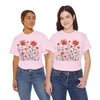 Wildflowers and Pink Roses, Graphic T-Shirts for Women, Floral Shirt, Womens Short Sleeve, Ladies Graphic Tees #5015TTS