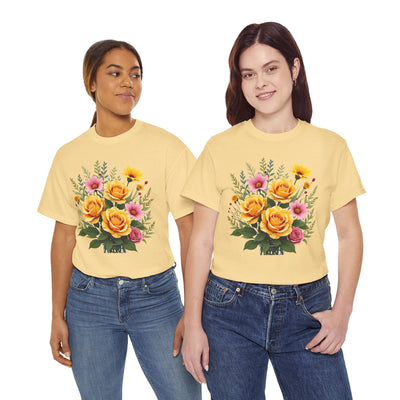 Wildflowers and Yellow Roses, Graphic T-Shirts for Women, Floral Shirt, Womens Short Sleeve, Ladies Graphic Tees #5135TTS