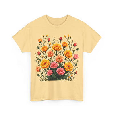 Wildflowers and Pink & Yellow Roses, Graphic T-Shirts for Women, Floral Shirt, Womens Short Sleeve, Ladies Graphic Tees #5140TTS