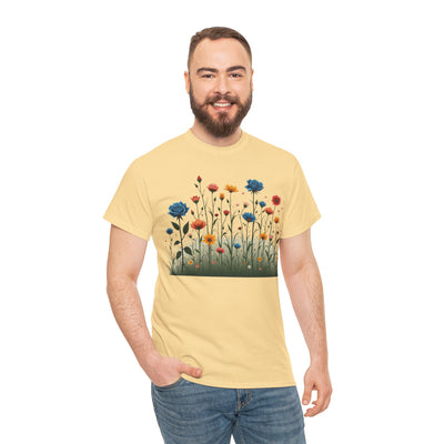 Wildflowers and Blue Roses, Graphic T-Shirts for Women, Floral Shirt, Womens Short Sleeve, Ladies Graphic Tees #5050TTS