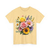 Wildflowers and Pink & Yellow Roses, Graphic T-Shirts for Women, Floral Shirt, Womens Short Sleeve, Ladies Graphic Tees #5145TTS