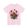 Wildflowers and Red Roses, Graphic T-Shirts for Women, Floral Shirt, Womens Short Sleeve, Ladies Graphic Tees #5130TTS