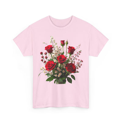 Wildflowers and Red Roses, Graphic T-Shirts for Women, Floral Shirt, Womens Short Sleeve, Ladies Graphic Tees #5130TTS
