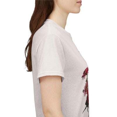 Wildflowers and Red & Pink Roses, Graphic T-Shirts for Women, Floral Shirt, Womens Short Sleeve, Ladies Graphic Tees #5132TTS