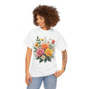 Wildflowers and Pink & Yellow Roses, Graphic T-Shirts for Women, Floral Shirt, Womens Short Sleeve, Ladies Graphic Tees #5144TTS