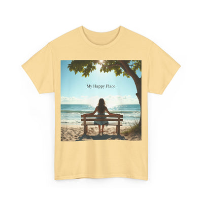 My Happy Place, Woman on Bench, Looking at Waves,Safe Place T-Shirt, Finding My Happy Place Top, Ocean Waves,#5003STS