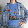 Wildflowers and Orange Roses, Graphic T-Shirts for Women, Floral Shirt, Womens Short Sleeve, Ladies Graphic Tees #5046TTS