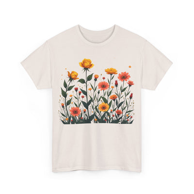 Wildflowers and Yellow Roses, Graphic T-Shirts for Women, Floral Shirt, Womens Short Sleeve, Ladies Graphic Tees #5026TTS