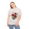 Wildflowers and Red Roses, Graphic T-Shirts for Women, Floral Shirt, Womens Short Sleeve, Ladies Graphic Tees #5127TTS