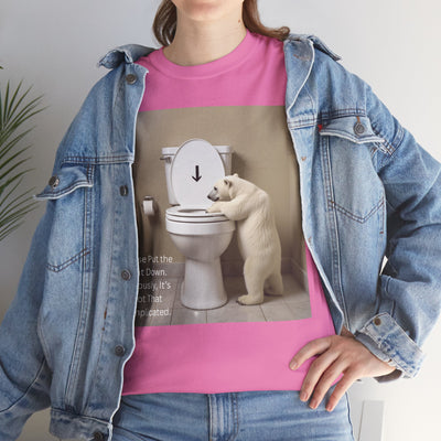 Please Put the Seat Down, Seriously, It's Not that Complicated, Polar Bear Toilet Seat Down, Seat Down Reminder Shirt #5004STS