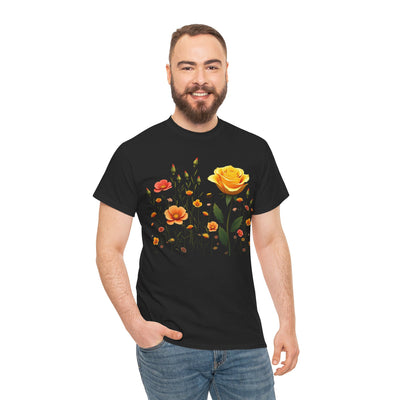 Wildflowers and a Yellow Rose, Graphic T-Shirts for Women, Floral Shirt, Womens Short Sleeve, Ladies Graphic Tees #5010TTS