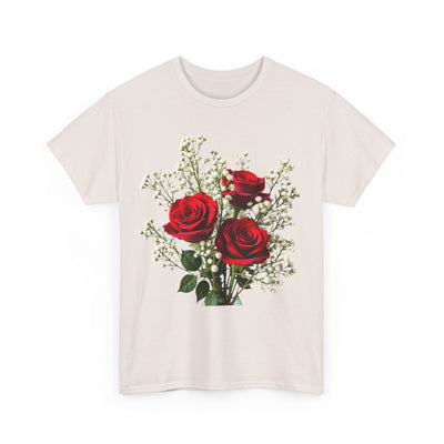 Wildflowers and Red Roses, Graphic T-Shirts for Women, Floral Shirt, Womens Short Sleeve, Ladies Graphic Tees #5127TTS