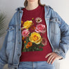 Wildflowers and Pink & Yellow Roses, Graphic T-Shirts for Women, Floral Shirt, Womens Short Sleeve, Ladies Graphic Tees #5148TTS