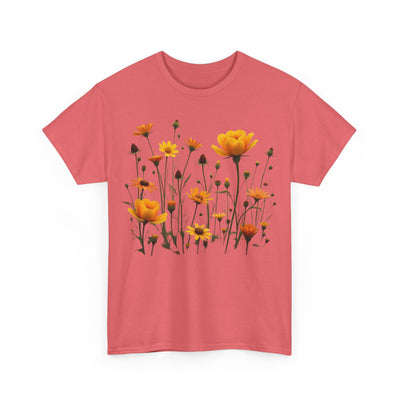 Wildflowers and Yellow Roses, Graphic T-Shirts for Women, Floral Shirt, Womens Short Sleeve, Ladies Graphic Tees #5011TTS