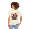 Wildflowers and Red Roses, Graphic T-Shirts for Women, Floral Shirt, Womens Short Sleeve, Ladies Graphic Tees #5129TTS