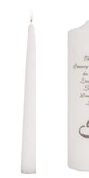 Celebration Candles Wedding Unity Candle Set, with 9-inch Pillar with Double Heart Motif and This Day I Marry My Friend Verse, with 10-inch Taper Candles, White