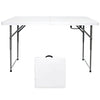 Go-Trio Folding Tables 4 Foot Small, Foldable Table Adjustable Height Desk, Card Table Indoor Outdoor, Portable Plastic Picnic Party Dining Camping Bar Low Tables, Fold in Half Heavy Duty, White