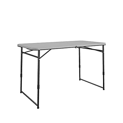 COSCO 4 ft. Fold-in-Half Portable Utility Table, Gray, Indoor/Outdoor, for Crafting, Tailgating, & Camping, Grey