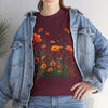 Wildflowers and Orange Roses, Graphic T-Shirts for Women, Floral Shirt, Womens Short Sleeve, Ladies Graphic Tees #5046TTS