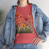 Wildflowers and Orange Roses, Graphic T-Shirts for Women, Floral Shirt, Womens Short Sleeve, Ladies Graphic Tees #5045TTS