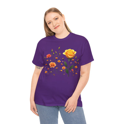 Wildflowers and a Yellow Rose, Graphic T-Shirts for Women, Floral Shirt, Womens Short Sleeve, Ladies Graphic Tees #5010TTS