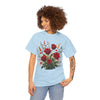 Wildflowers and Red Roses, Graphic T-Shirts for Women, Floral Shirt, Womens Short Sleeve, Ladies Graphic Tees #5129TTS
