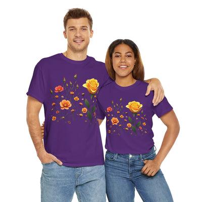 Wildflowers and a Yellow Rose, Graphic T-Shirts for Women, Floral Shirt, Womens Short Sleeve, Ladies Graphic Tees #5010TTS