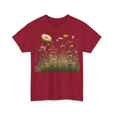 Wildflowers and White Roses, Graphic T-Shirts for Women, Floral Shirt, Womens Short Sleeve, Ladies Graphic Tees #5041TTS