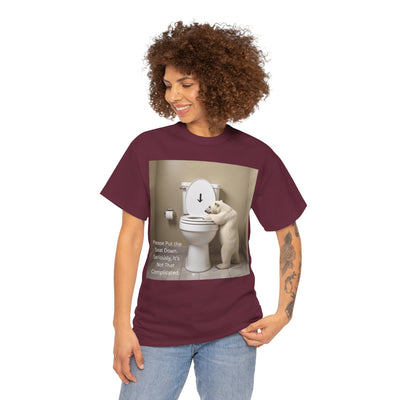 Please Put the Seat Down, Seriously, It's Not that Complicated, Polar Bear Toilet Seat Down, Seat Down Reminder Shirt #5004STS
