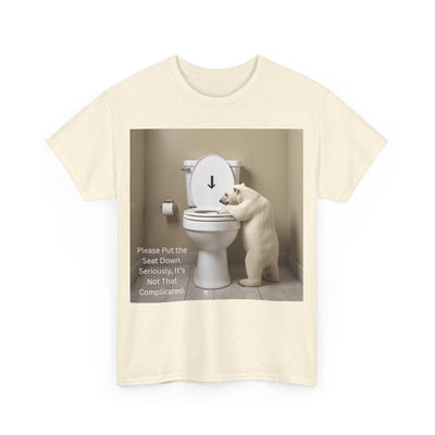 Please Put the Seat Down, Seriously, It's Not that Complicated, Polar Bear Toilet Seat Down, Seat Down Reminder Shirt #5004STS