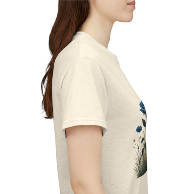 Wildflowers and Blue Roses, Graphic T-Shirts for Women, Floral Shirt, Womens Short Sleeve, Ladies Graphic Tees #5050TTS