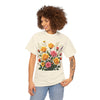 Wildflowers and Pink & Yellow Roses, Graphic T-Shirts for Women, Floral Shirt, Womens Short Sleeve, Ladies Graphic Tees #5142TTS