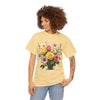 Wildflowers and Pink & Yellow Roses, Graphic T-Shirts for Women, Floral Shirt, Womens Short Sleeve, Ladies Graphic Tees #5136TTS