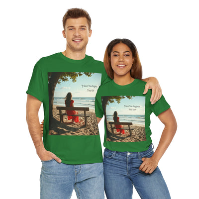 Have You Forgiven Your Ex?Woman on Bench Looking at Waves, Forgiving T-Shirt, Forgiveness, Relationship Healing Top #5002STS