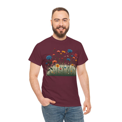 Wildflowers and Blue Roses, Graphic T-Shirts for Women, Floral Shirt, Womens Short Sleeve, Ladies Graphic Tees #5050TTS
