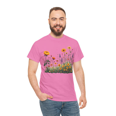 Wildflowers and Yellow Roses, Graphic T-Shirts for Women, Floral Shirt, Womens Short Sleeve, Ladies Graphic Tees #5028TTS
