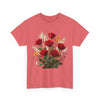Wildflowers and Red Roses, Graphic T-Shirts for Women, Floral Shirt, Womens Short Sleeve, Ladies Graphic Tees #5128TTS