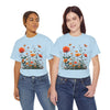Wildflowers and Orange Roses, Graphic T-Shirts for Women, Floral Shirt, Womens Short Sleeve, Ladies Graphic Tees #5046TTS
