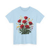 Wildflowers and Red Roses, Graphic T-Shirts for Women, Floral Shirt, Womens Short Sleeve, Ladies Graphic Tees #5128TTS