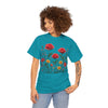 Wildflowers and Red Roses, Graphic T-Shirts for Women, Floral Shirt, Womens Short Sleeve, Ladies Graphic Tees #5034TTS