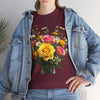 Wildflowers and Pink & Yellow Roses, Graphic T-Shirts for Women, Floral Shirt, Womens Short Sleeve, Ladies Graphic Tees #5143TTS