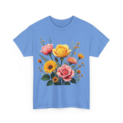 Wildflowers and Pink & Yellow Roses, Graphic T-Shirts for Women, Floral Shirt, Womens Short Sleeve, Ladies Graphic Tees #5146TTS