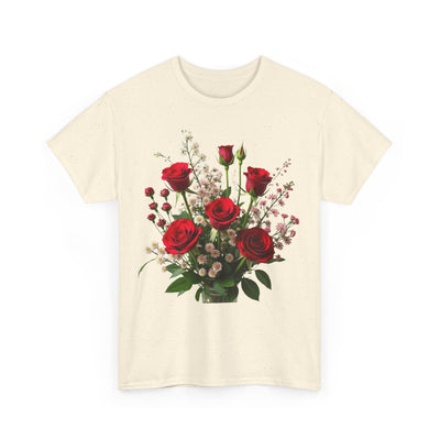 Wildflowers and Red Roses, Graphic T-Shirts for Women, Floral Shirt, Womens Short Sleeve, Ladies Graphic Tees #5130TTS