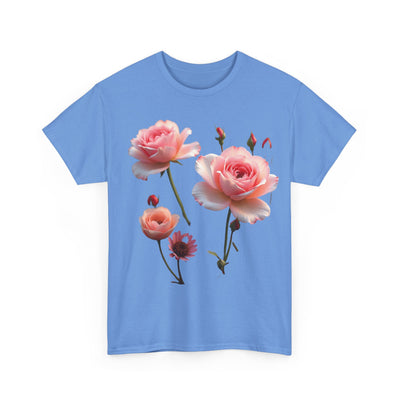 Wildflowers and Pink Roses, Graphic T-Shirts for Women, Floral Shirt, Womens Short Sleeve, Ladies Graphic Tees #5019TTS
