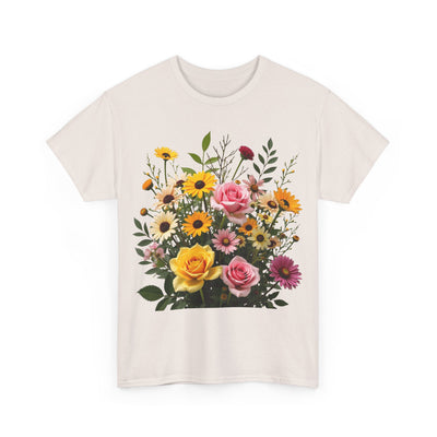 Wildflowers and Pink & Yellow Roses, Graphic T-Shirts for Women, Floral Shirt, Womens Short Sleeve, Ladies Graphic Tees #5150TTS