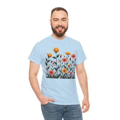 Wildflowers and Yellow Roses, Graphic T-Shirts for Women, Floral Shirt, Womens Short Sleeve, Ladies Graphic Tees #5026TTS