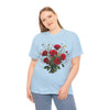 Wildflowers and Red Roses, Graphic T-Shirts for Women, Floral Shirt, Womens Short Sleeve, Ladies Graphic Tees #5131TTS